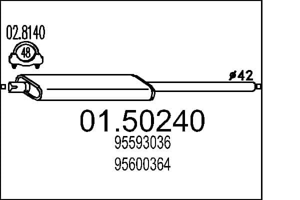 MTS Stredný tlmič výfuku 0150240 1