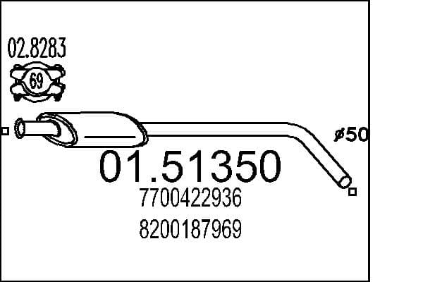 MTS Stredný tlmič výfuku 0151350 1