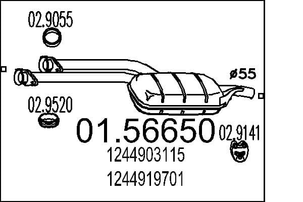MTS Stredný tlmič výfuku 01.56650 1