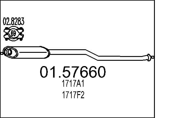 MTS Stredný tlmič výfuku 0157660 1