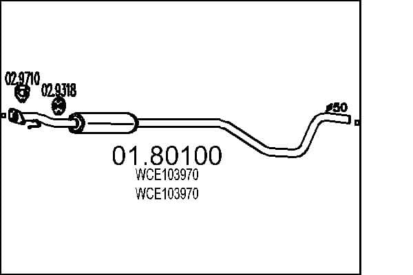 MTS Stredný tlmič výfuku 01.80100 1