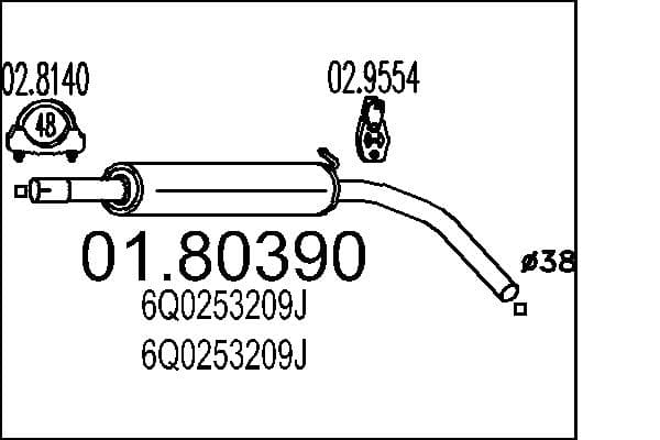 MTS Stredný tlmič výfuku 0180390 1
