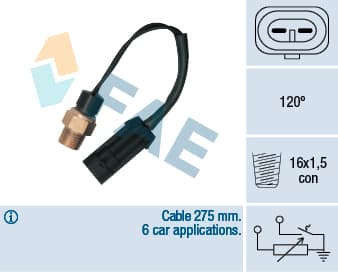 FAE Snímač teploty chladiacej kvapaliny 34380 1