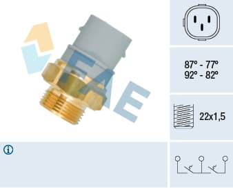 FAE Teplotný spínač ventilátora chladenia 38160 1
