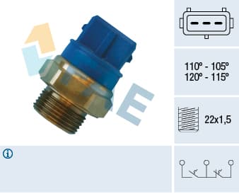 FAE Teplotný spínač ventilátora chladenia 38330 1