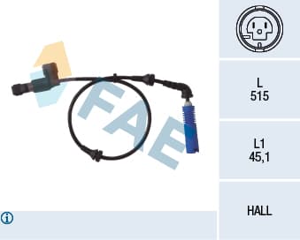 FAE Snímač počtu otáčok kolesa 78014 1