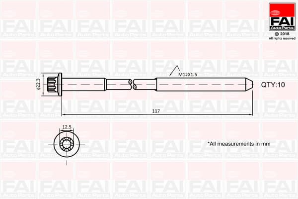 FAI AutoParts Sada skrutiek hlavy valcov B1018 1
