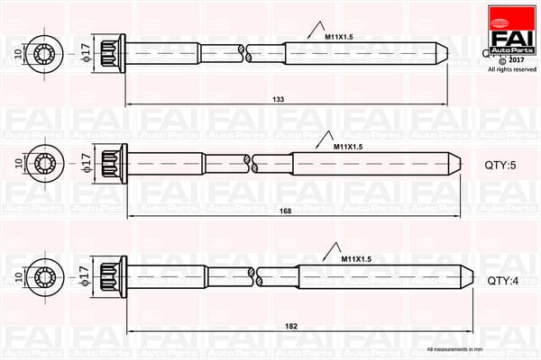 FAI AutoParts Sada skrutiek hlavy valcov B1058 1