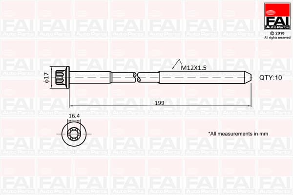 FAI AutoParts Sada skrutiek hlavy valcov B1756 1