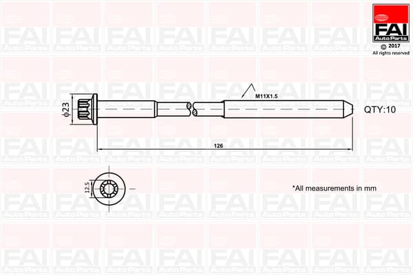 FAI AutoParts Sada skrutiek hlavy valcov B1139 1