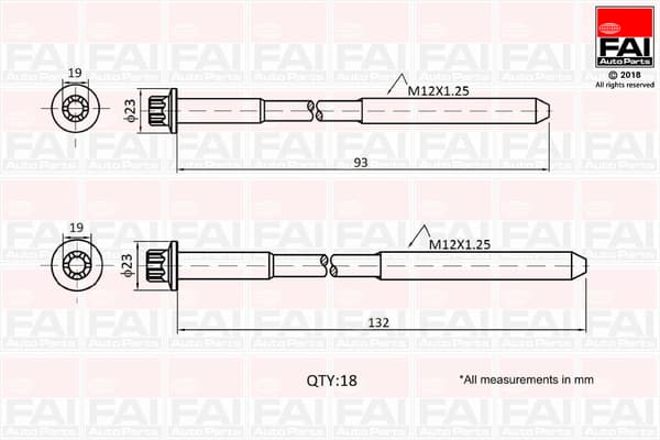 FAI AutoParts Sada skrutiek hlavy valcov B2201 1