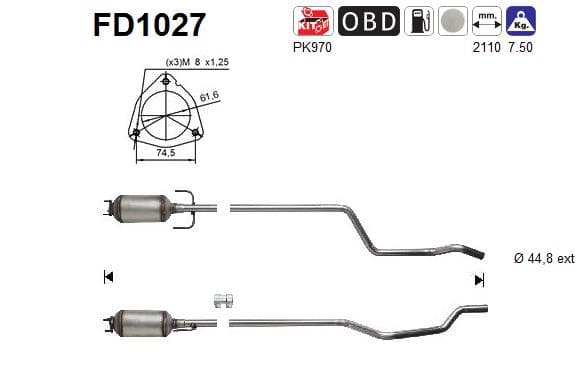 AS Filter sadzí/pevných častíc výfukového systému FD1027 1