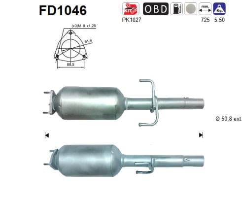 AS Filter sadzí/pevných častíc výfukového systému FD1046 1