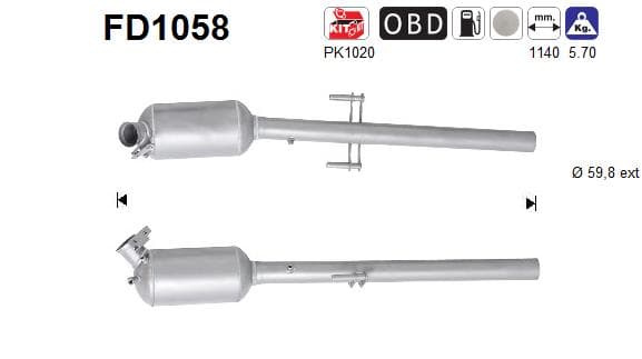 AS Filter sadzí/pevných častíc výfukového systému FD1058 1