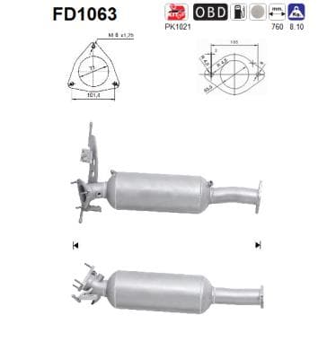 AS Filter sadzí/pevných častíc výfukového systému FD1063 1