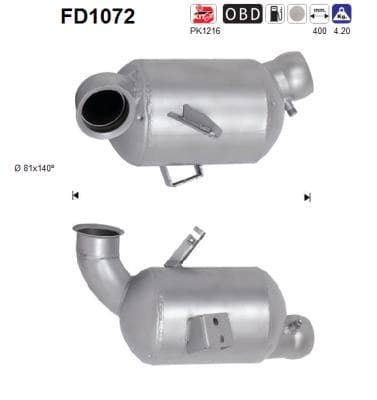 AS Filter sadzí/pevných častíc výfukového systému FD1072 1