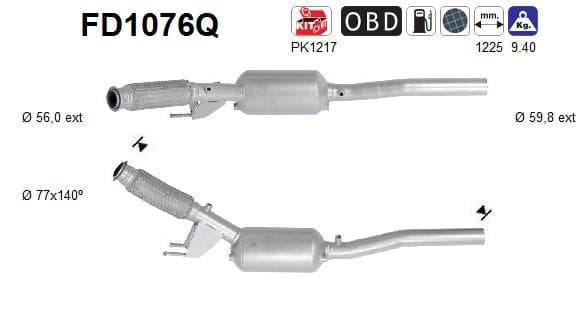 AS Filter sadzí/pevných častíc výfukového systému FD1076Q 1