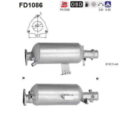 AS Filter sadzí/pevných častíc výfukového systému FD1086 1