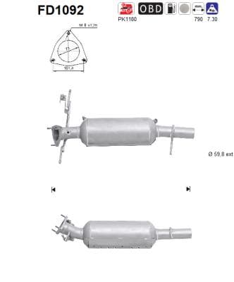 AS Filter sadzí/pevných častíc výfukového systému FD1092 1