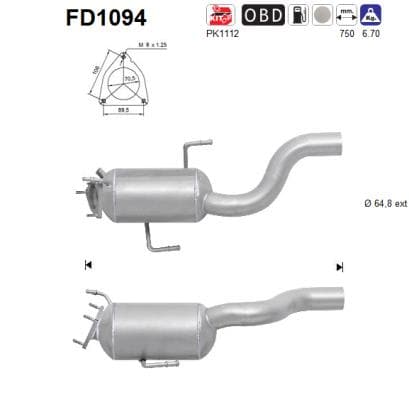 AS Filter sadzí/pevných častíc výfukového systému FD1094 1