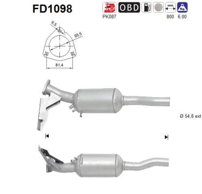 AS Filter sadzí/pevných častíc výfukového systému FD1098 1