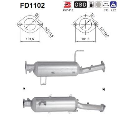 AS Filter sadzí/pevných častíc výfukového systému FD1102 1