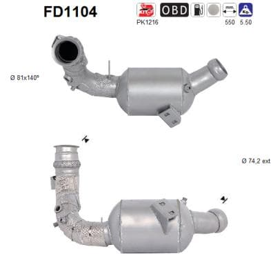 AS Filter sadzí/pevných častíc výfukového systému FD1104 1