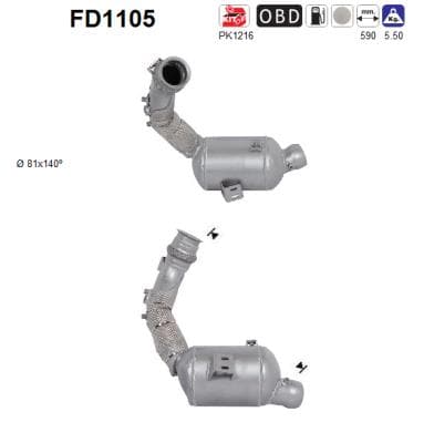 AS Filter sadzí/pevných častíc výfukového systému FD1105 1