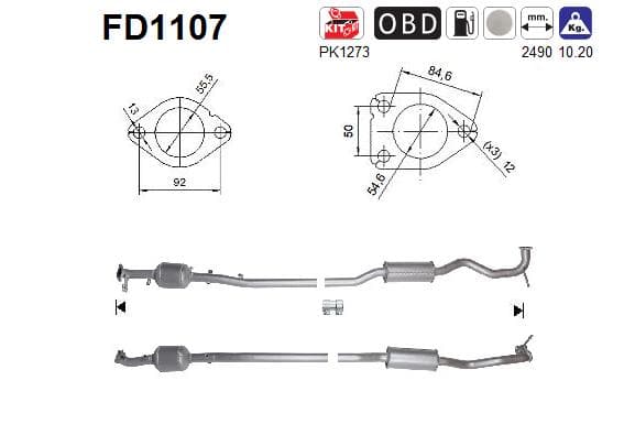 AS Filter sadzí/pevných častíc výfukového systému FD1107 1
