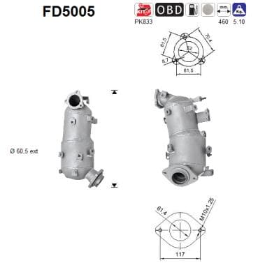 AS Filter sadzí/pevných častíc výfukového systému FD5005 1