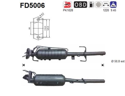 AS Filter sadzí/pevných častíc výfukového systému FD5006 1