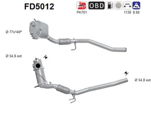 AS Filter sadzí/pevných častíc výfukového systému FD5012 1