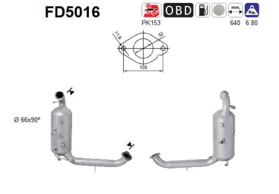 AS Filter sadzí/pevných častíc výfukového systému FD5016 1
