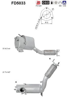 AS Filter sadzí/pevných častíc výfukového systému FD5033 1