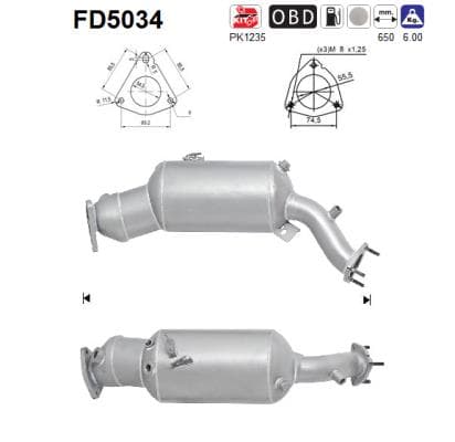 AS Filter sadzí/pevných častíc výfukového systému FD5034 1