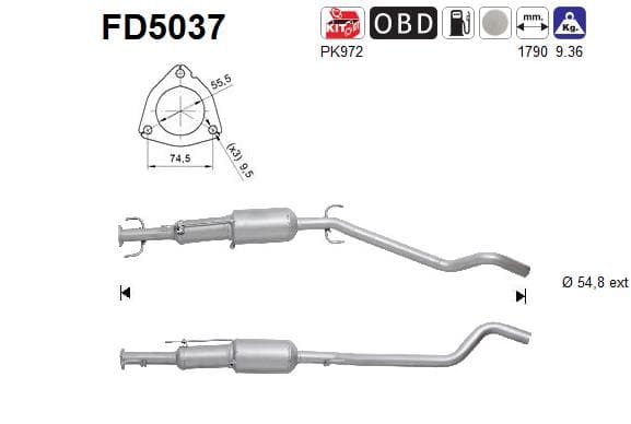 AS Filter sadzí/pevných častíc výfukového systému FD5037 1