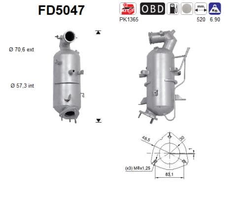 AS Filter sadzí/pevných častíc výfukového systému FD5047 1