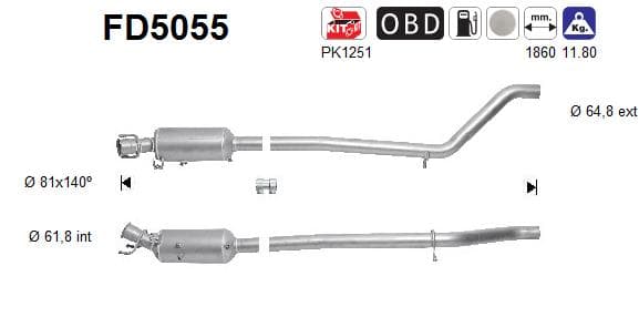 AS Filter sadzí/pevných častíc výfukového systému FD5055 1
