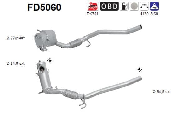 AS Filter sadzí/pevných častíc výfukového systému FD5060 1