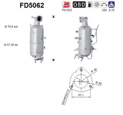 AS Filter sadzí/pevných častíc výfukového systému FD5062 1