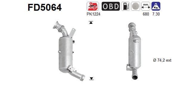 AS Filter sadzí/pevných častíc výfukového systému FD5064 1