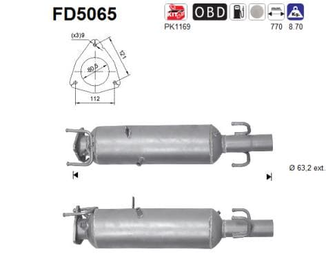 AS Filter sadzí/pevných častíc výfukového systému FD5065 1