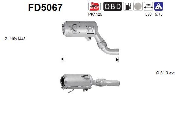 AS Filter sadzí/pevných častíc výfukového systému FD5067 1