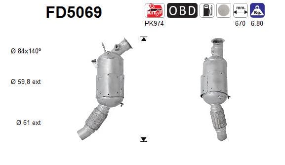 AS Filter sadzí/pevných častíc výfukového systému FD5069 1