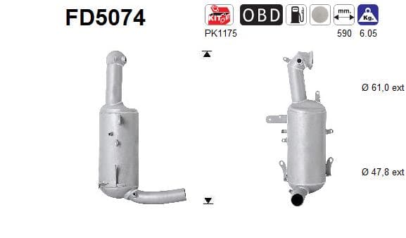 AS Filter sadzí/pevných častíc výfukového systému FD5074 1