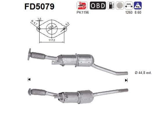 AS Filter sadzí/pevných častíc výfukového systému FD5079 1