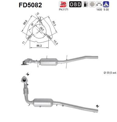 AS Filter sadzí/pevných častíc výfukového systému FD5082 1