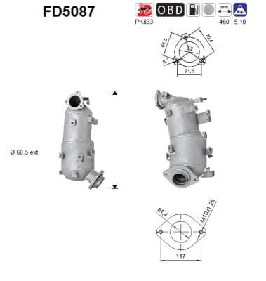 AS Filter sadzí/pevných častíc výfukového systému FD5087 1