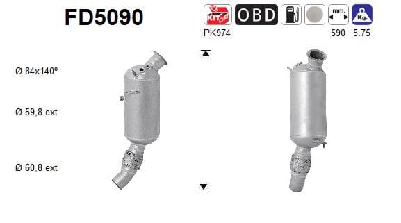 AS Filter sadzí/pevných častíc výfukového systému FD5090 1