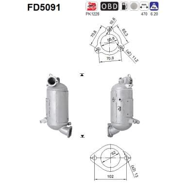 AS Filter sadzí/pevných častíc výfukového systému FD5091 1